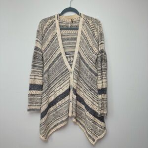 FREE PEOPLE Women's  Beige Gray Draped Flowy‎ Cardigan Size Medium